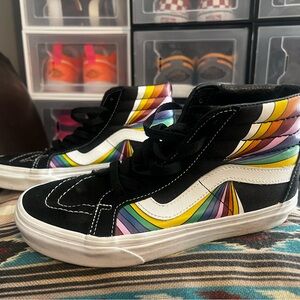 Vans Black and Rainbow High-Top Sneakers